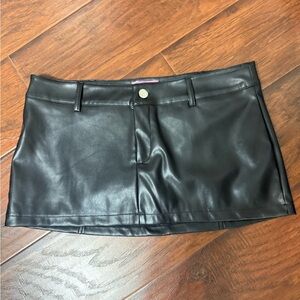 Edikted Black Leather Mini Skirt